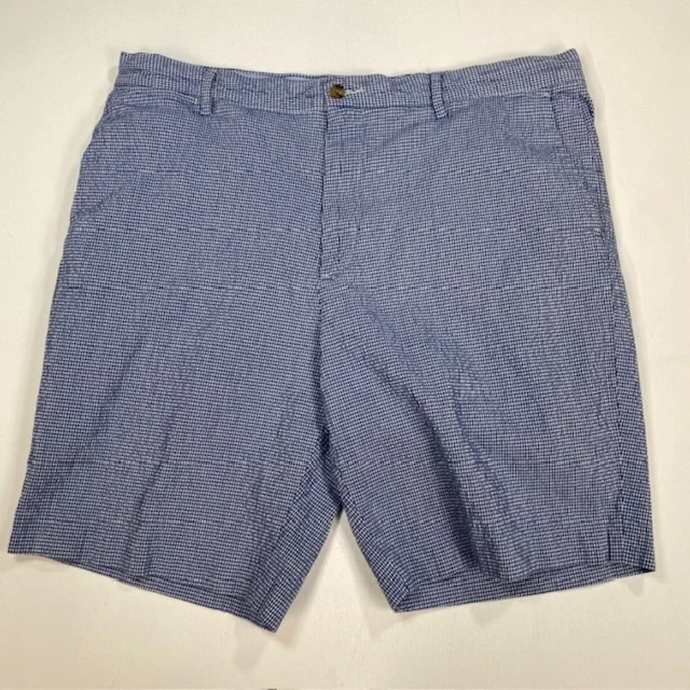 Polo Ralph Lauren Mens 36 Blue White Houndstooth Stretch Classic Fit Shorts